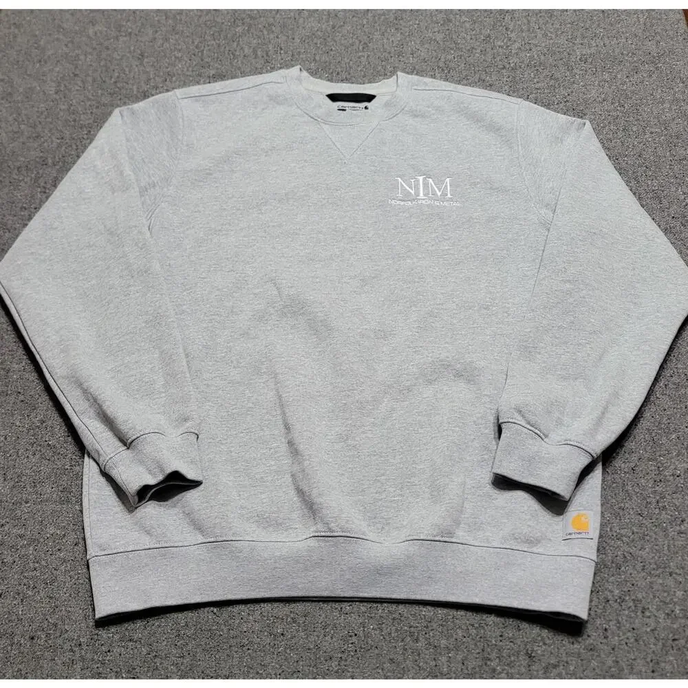 Carhartt Sweatshirt Men Large Heather Gray K124 Marquette Crewneck Dorito Stitch